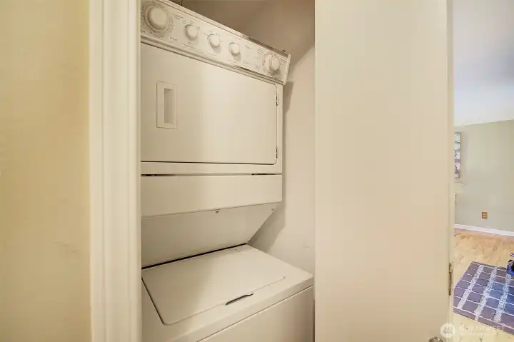 Laundry situated along the hallway