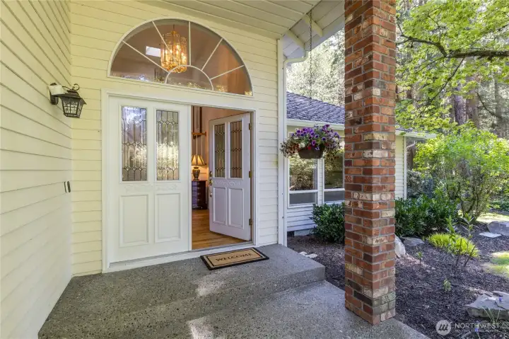 A welcoming covered entry greets you.