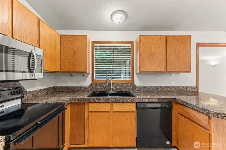 Kitchen sink overlooking back yard/deck