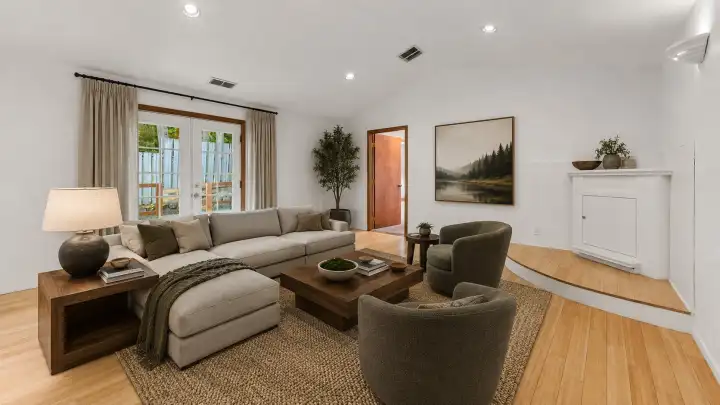 Virtually staged. Furnishings, decor, and outdoor items are digitally added and are not included in the sale.