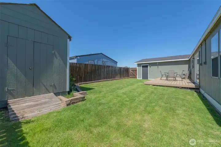 The Garden Shed is set up to hold all of your gardening equipment, including the lawnmower!