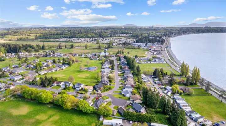 It doesn't get better than greenspace to one side, the bay to the other.