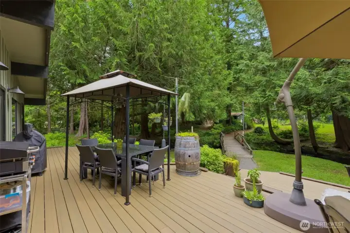 The deck provides a peaceful vantage point to feel the stress melt away to the sounds of Minter Creek. The deck provides a peaceful vantage point to feel the stress melt away to the sounds of Minter Creek.