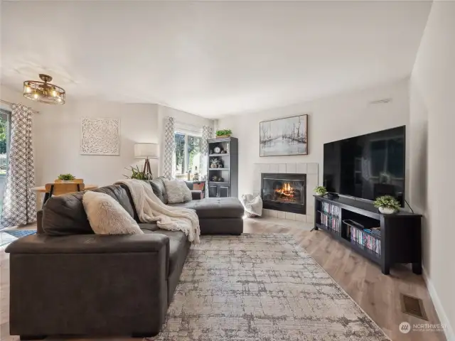 Family room with fire place