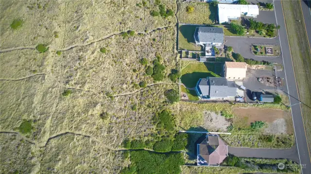 Aerial Wide Shot of Subject Property (Front) and Path to Oceanfront