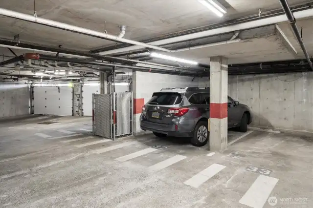 Clean and well maintained, the garage doors into this building are off of Pacific Avenue.  The unit comes with two parking spots.