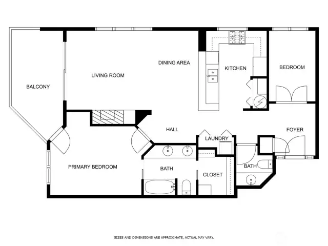 Here is the floor plan of unit #401 which shows the layout of the condo.