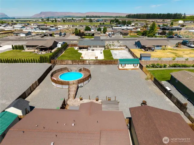 Aerial view backyard.
