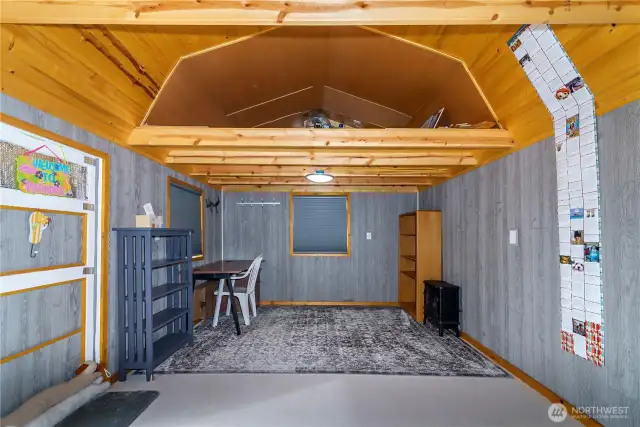 Inside of shed with power.