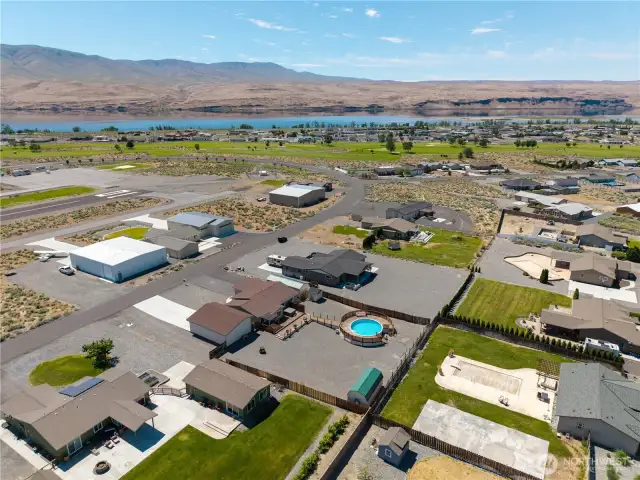 Aerial view facing Columbia River.