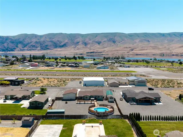 Aerial view back of home.