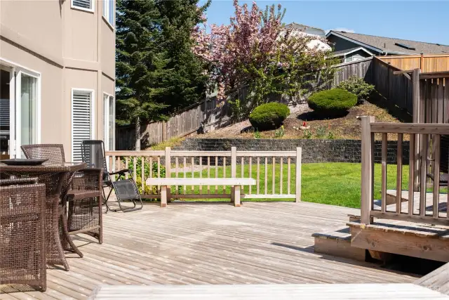 Expansive back deck with levels. Perfect for entertaining