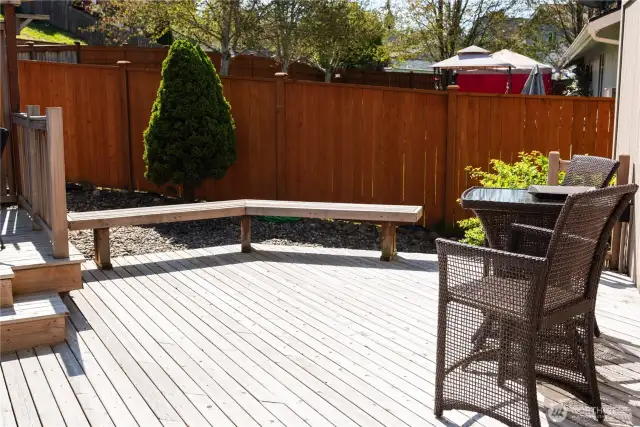Looking out over the spacious deck. A great place to relax.