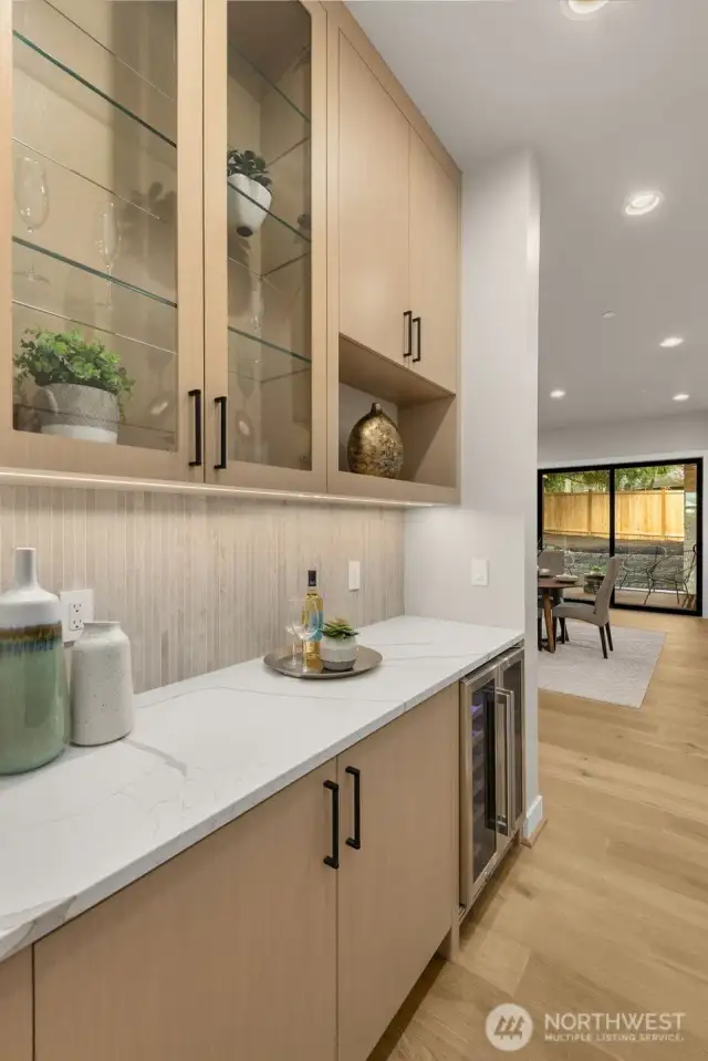 Butler pantry with beverage cooler