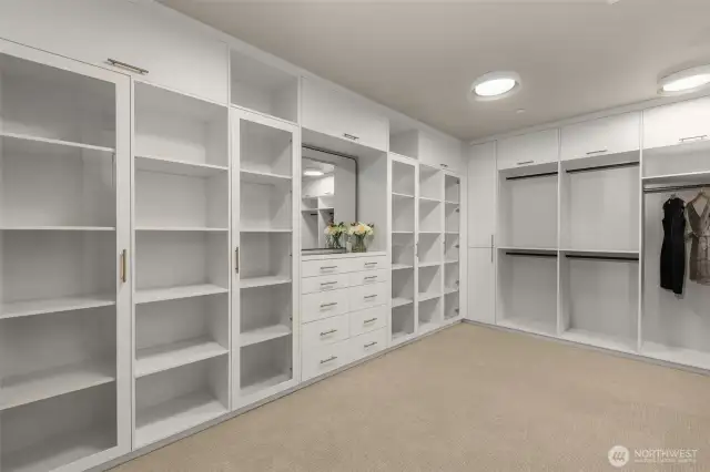Custom built ins in the primary closet