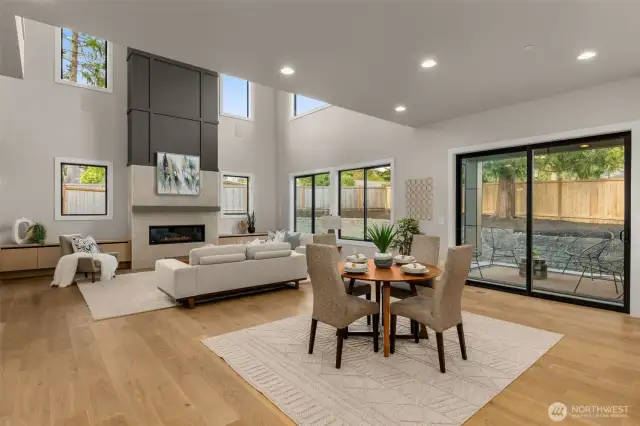 Spacious two story great room with 20' ceilings