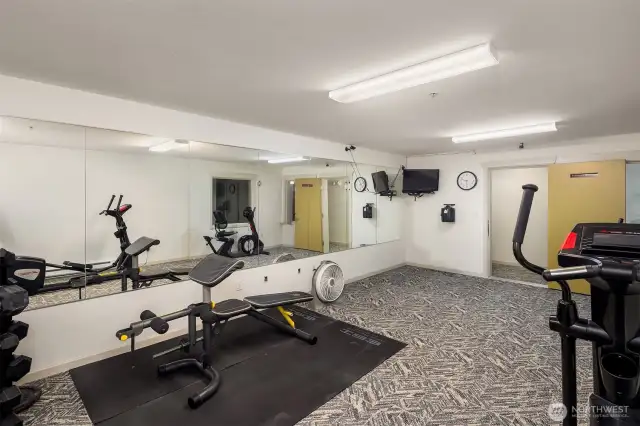 Spacious gym on same floor as unit.