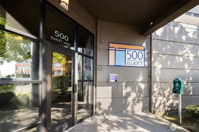 Secure lobby entrance.