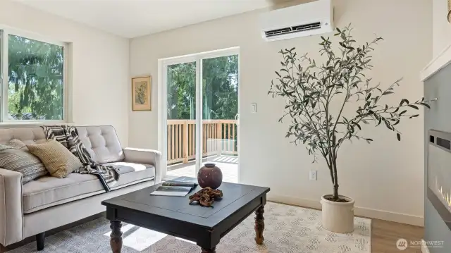 Photos for reference.  Same floorplan, similar features. Great room has deck access.