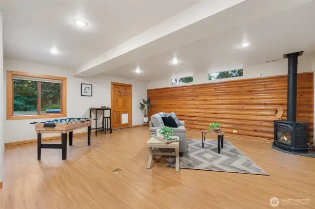Lower level living/bonus room with access to the outdoor patio.