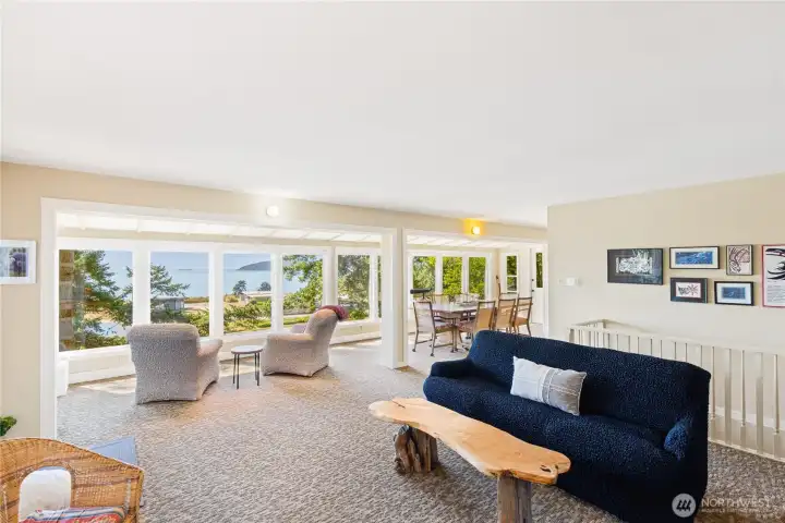 A look across the great room toward the huge view windows.