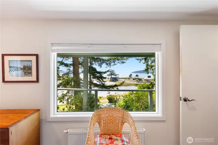 Even the downstairs bedroom has a great saltwater view. Radiant heat wall and baseboard units offer even, comfortable warmth year-around.