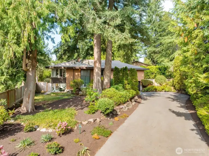 The winding driveway welcomes you home.