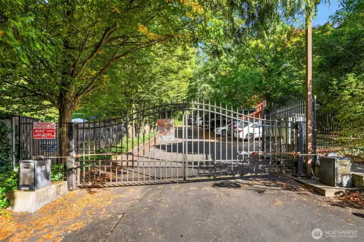 Complex is tucked away from main road and is gated.