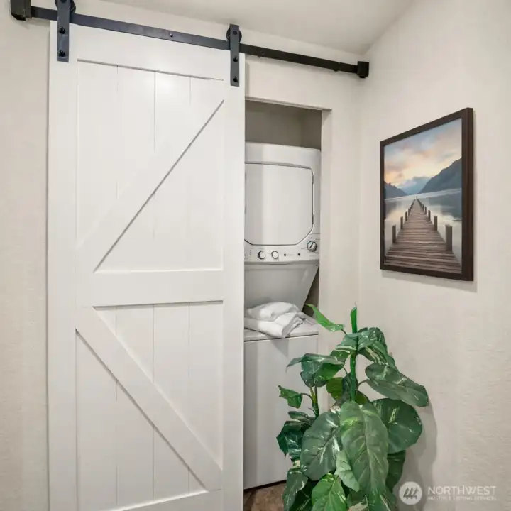 Double stack washer and dryer that are newer.