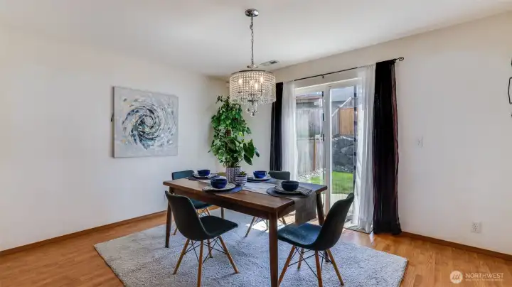 This elegant dining area is ideal for hosting gatherings or enjoying everyday meals