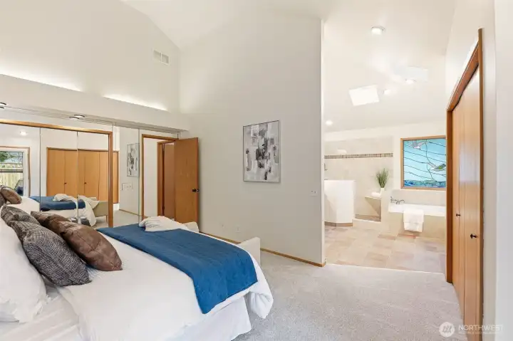 Spacious primary with an updated 5-piece bath ensuite.