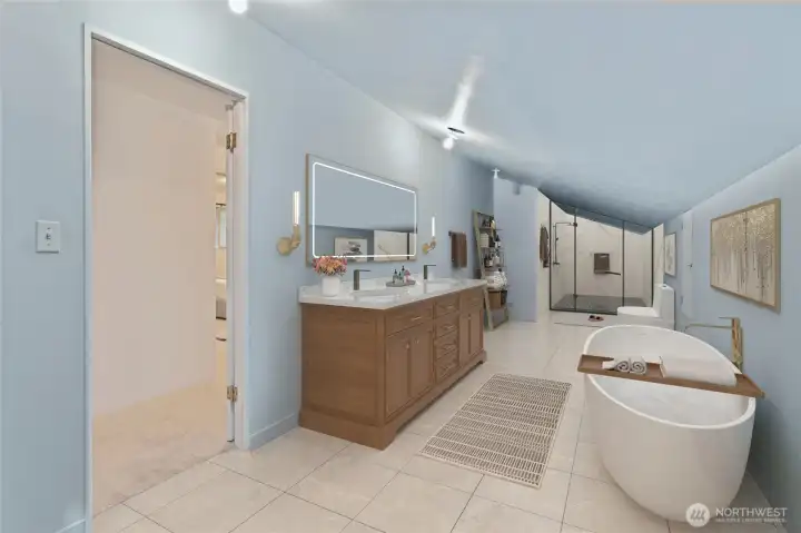 Virtually staged to show a future primary bathroom.