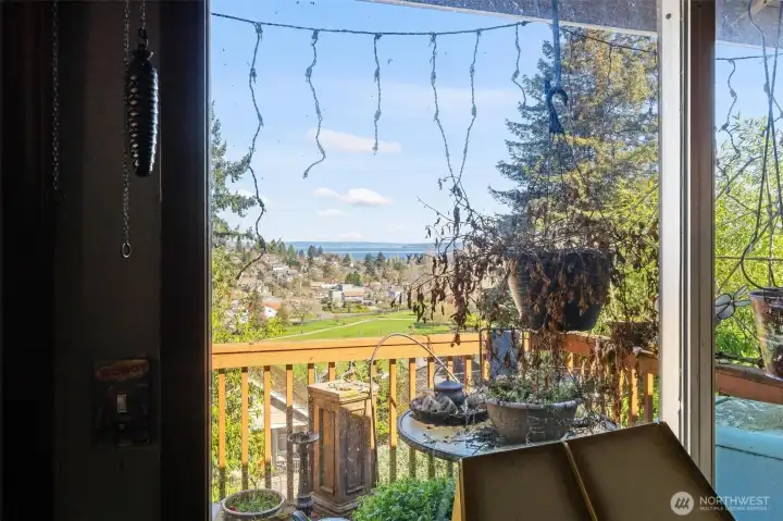 Slider on upper level with water view