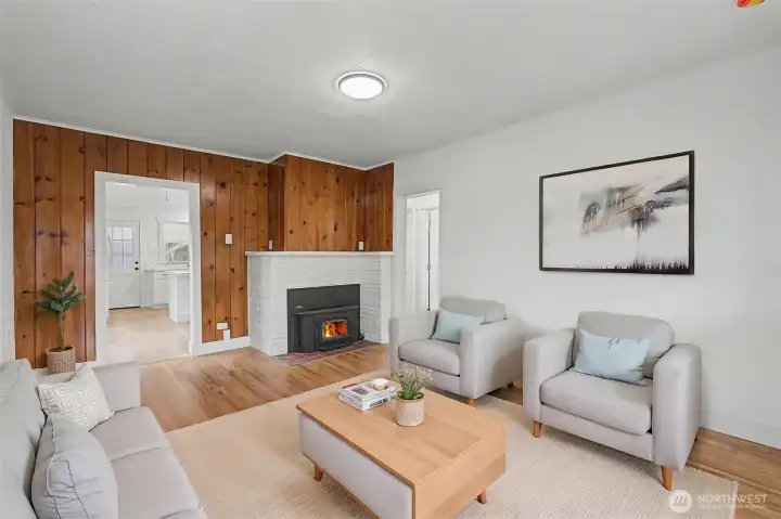 Virtually staged living room