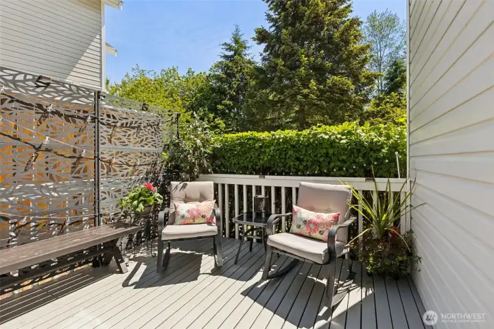Cozy private deck area just off the dining room.