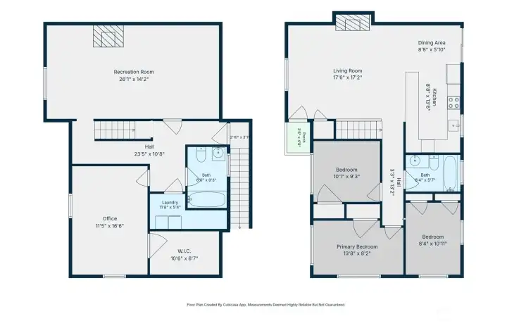 Floor plan with dimensions for both levels. Lots of thoughtfully laid-out living space.