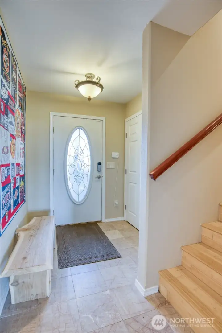 Arriving to the First Floor with Granite Flooring and Baboo stairway going up to the second and third stories!