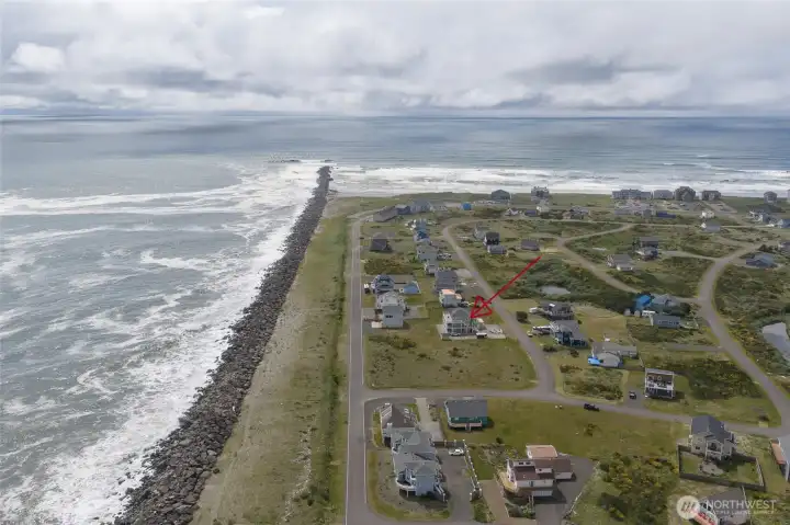 Another view of the Home, Rock Jetty and Pacific Ocean Beaches with a storm on the Horizon!