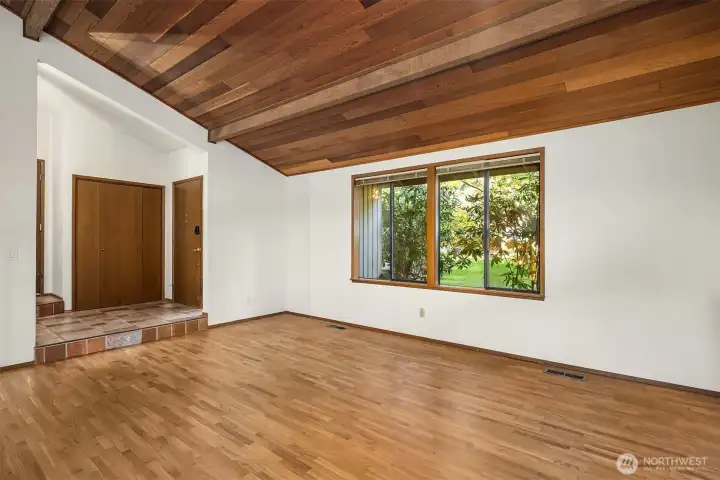 Beautiful vaulted wood ceilings draw the eye upward, adding warmth, character, and an impressive sense of space. Beautiful vaulted wood ceilings draw the eye upward, adding warmth, character, and an impressive sense of space.
