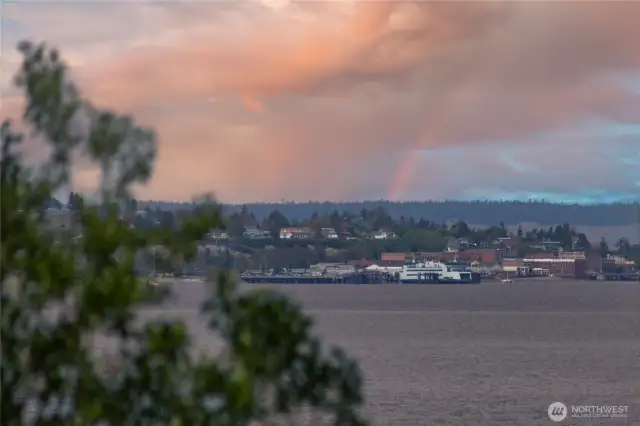 Ferry landing in Port Townsend with the magic of nature in the sky.