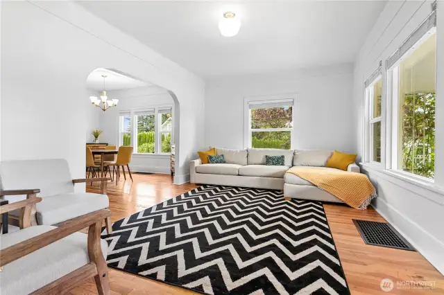 The living room is light and bright.