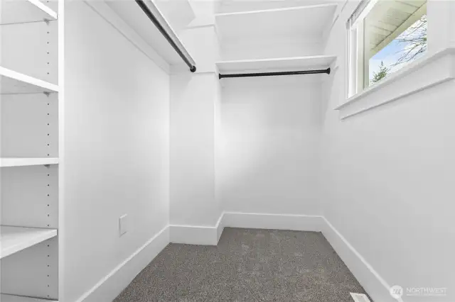 Walk in closet to the Primary bedroom on the main floor.