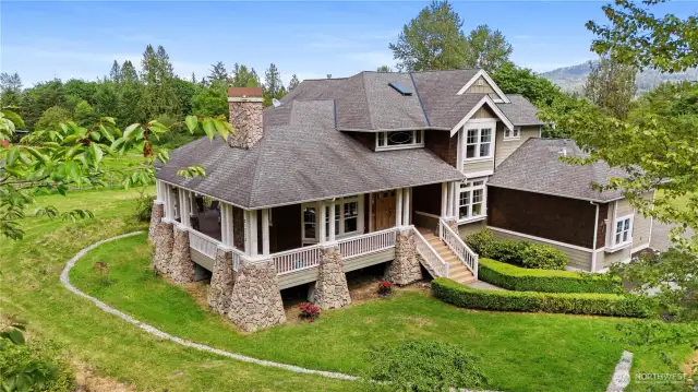 Custom designed craftsmen home with views.