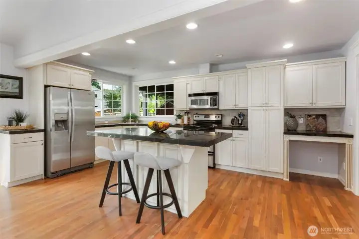 View of kitchen from family room
