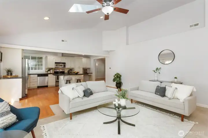 Family room looking into kitchen.  Another great entertaining space