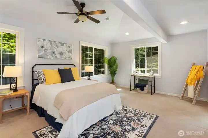 Primary bedroom, huge, high ceilings