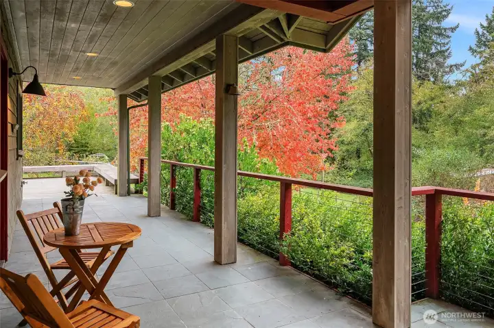 Spacious covered entry looking East.