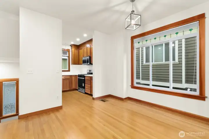 Newly refinished hardwood floors.