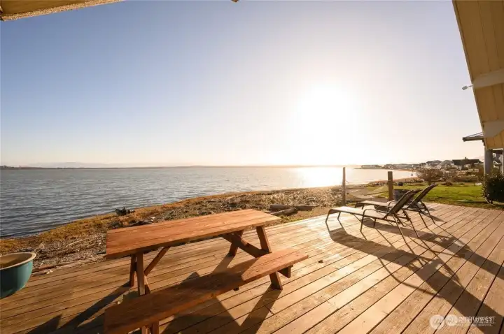 Freshly stained deck, right on Lummi Bay