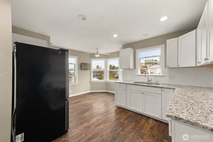 Kitchen with view of dining area